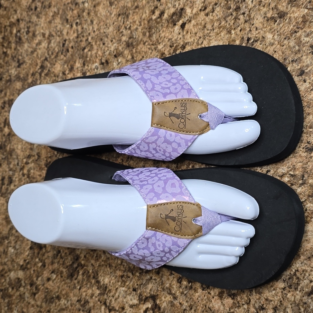 Corky's Ahoy Leopard Print Flip Flop Lavender Siz… - image 3